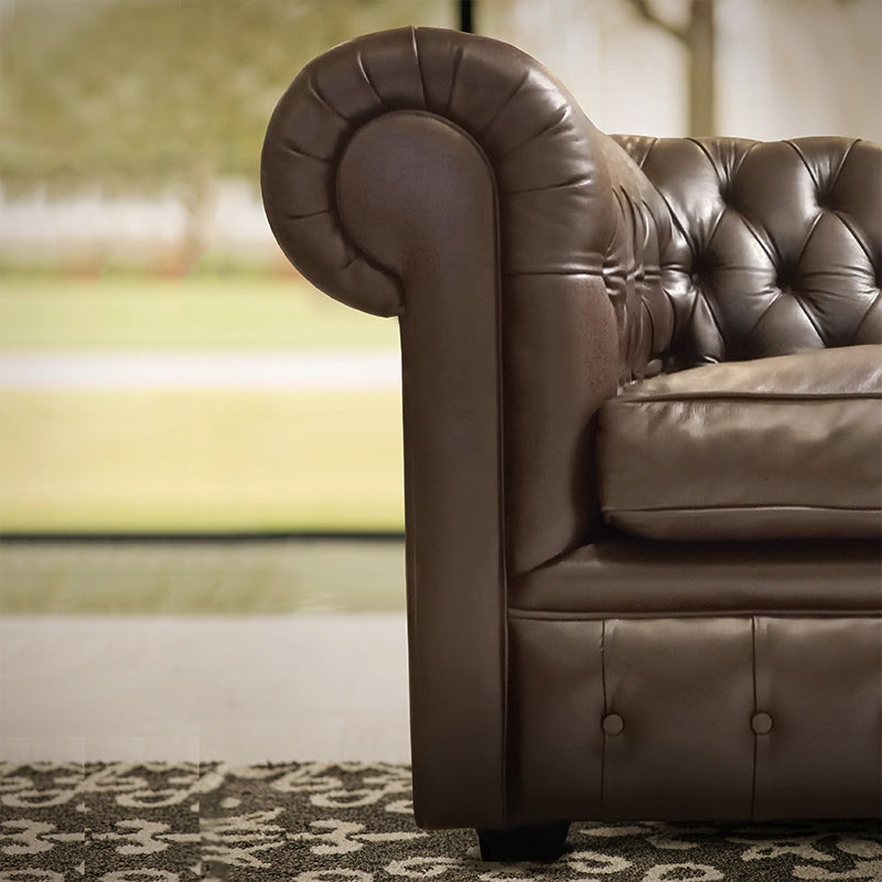 Sofá Chesterfield cuero 3 cuerpos